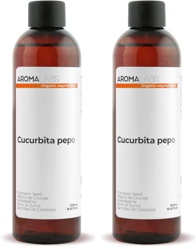 BIO - Olio vegetale SEMI DI ZUCCA - 250mL - 100% Puro, Naturale, Spremuto a freddo e Certificato AB - AROMA LABS (Marchio Francese) (Confezione da 2)