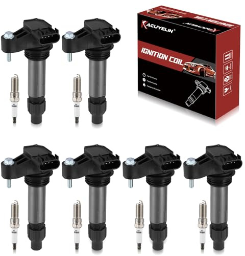 KacuYelin UF569 Ignition Coil Pack & Iridium Spark Plugs Compatible with GMC Acadia Terrain Chevy Traverse Equinox Buick Enclave Cadillac CTS Pontiac Saturn 3.0L 3.6L V6 2007-2019 Coil Pack Sets of 6