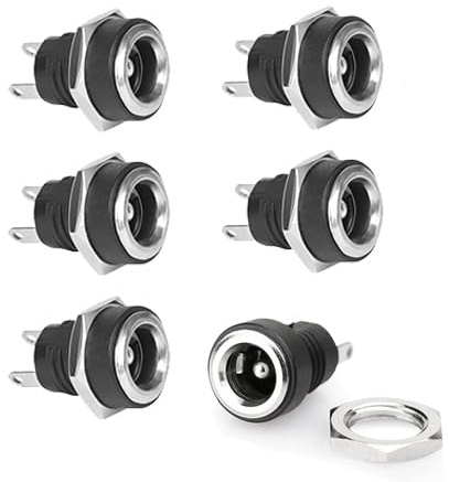 Lunpog 6 Stück DC Buchse 5.5 x 2.1mm 2 Polig DC Power Jack Buchse DC Einbaubuchse DC Steckverbinder