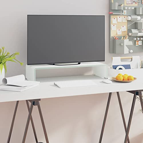 Iiaky TV-Aufsatz/Monitorerhöhung Glas Grün 60x25x11 cm Monitorständer Notebookständer Erhöhung für Fernseher TV