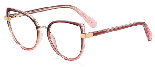blockerande glasögon kvinnlig färgglad gradient mode glasögon båge kvinnor klara lins tillbehör rosa grön,grå lila rosa,1