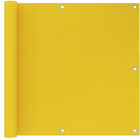 puraday Outdoor Sichtschutz 90x500 cm mit Ösen Terrassebespannung Balkonsichtschutz Schimmel und UV Beständig Blickdichte Garten Balkonverkleidung Balkonabdeckung Balkonumspannungen Gelb HDPE