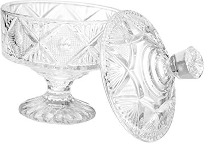 HAWILLOSCH Glass Candy Jar Lid Crystal Storage Container Decorative Candy Storage Jar for Party and Home Use
