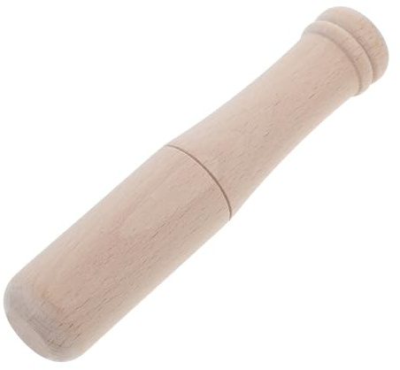 HOUDERCO Small Beech Wood Carving Mallet, Round Wooden Hammer for Stamping and Striking Raw Wood, Sturdy Hand Tool for Woodworkers and Carpenters | Khaki Head, Detailed Crafting and Striking Raw Wood, Suitable for Carpenters and Woodworkers