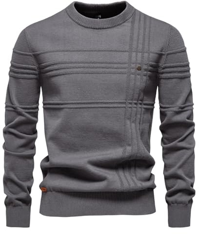 Générique Pull col Rond Homme Pulls Manches Longues Chaud Pull Uni Chandails Homme Pullover Sweater Basique Casual Slim fit (3,Grand)
