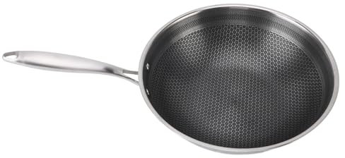 Padella Antiaderente in Acciaio Inossidabile Padella a Nido d'ape per Sana su Induzione e Piano Cottura a Gas (30 cm)