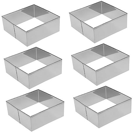 HOLIDYOYO 6pièces Lot De Carrés Acier Inoxydable Pour Biscuits Et Pâtisseries Facile à Démouler Et Antirouille