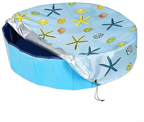 Poolabdeckung rund mit Kordelzug Oxford-Gewebe Poolschutz Solarheizung Wassereinsparung für Hundepools und Kinderpools für oberirdische Pools (122 x 30 cm)