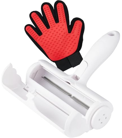 Fusselrolle Tierhaare & Tierhaarentferner Handschuh Set – SMART THNGZ | Für Kleidung, Sofa, Teppich & Auto, ohne Kleber, ohne Nachfüllrollen, leicht zu reinigen, Fellpflege für Hunde & Katzen