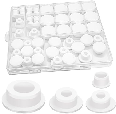 48PCS Bathtub Jet Covers Silicone Hole Plug, Multi-Size Tub Drain Stoppers for Bathtub, Sink – Leak-Proof, Flexible, Fit for 12mm 14mm 16mm 22-23mm Bathtub Hole (4 Sizes, 12 Each)