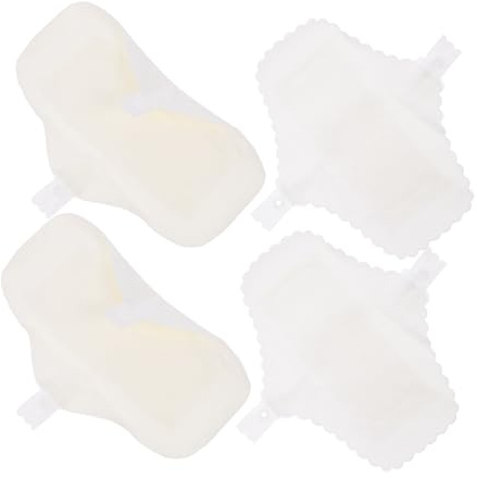 Veemoon 4 piezas Toallas Sanitarias Reutilizables para Mujeres Compresas Lavables de Algodón con Alta Absorción y Transpirables Pack de Unidades con de Encaje y