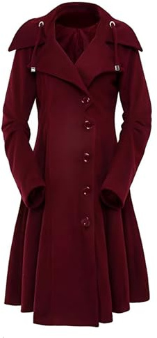 Generisch Wintermantel Damen Lang Elegant Wollmantel Zweireihig Wintercoat Mit Kaputze Mantel Dicke Trenchcoat Winter Winterjacke Warm Kapuzenjacke Einfarbig Damen-Mäntel Winddicht Jacke Outdoor