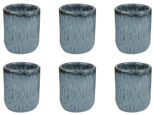 BUTLERS 6er Set Espressotasse 50ml Steingut – BOM DIA – kleine Kaffeetassen ohne Henkel für Kaffee Espresso | Kaffeebecher mediterraner Charakter | Mikrowellen- und spülmaschinenfest
