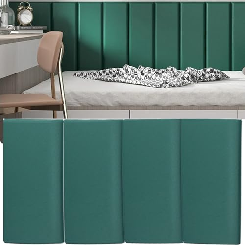 8 Stück Wandkissen Stoff Polsterpaneel Wandpaneele gepolstert 3D Wandverkleidung mit Schaumstoff Wandkissen als Kopfteil für Bett Wanddekoration Schlafzimmer Kinderzimmer Büro Diele (Grün, 23x50cm)