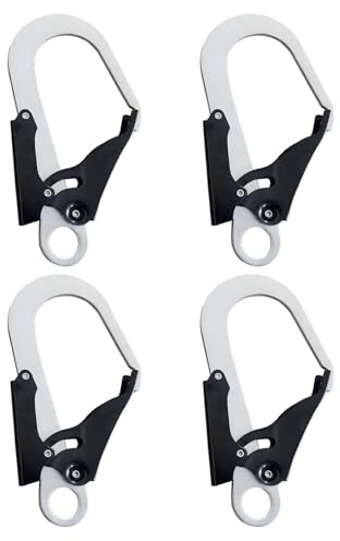 4 mosquetones de 25 Kn para escalada, gancho resistente de bloqueo automático, acero cromado, 8.3 x 4.7 pulgadas