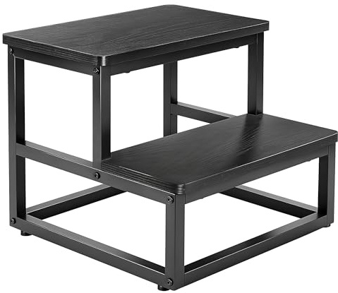 ROTTOGOON rutschfest Tritthocker 2 Stufen, Holz & Robuster Zamak, bis 200kg | Abgerundete Ecken, Wasserdicht, Stabil, für Küche, Schlafzimmer, Outdoor, Wohnwagen, für Erwachsene Kinder, Schnelle Montage