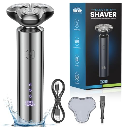 Electric Razor for Men,Electric Shavers for Men,3-Blade Rotary Shaving System,Waterproof Wet Dry Cordless Razor,Touch Switch,Type-C Fast Charging,Travel Lock,Digital Display,90+ Minutes Run Time