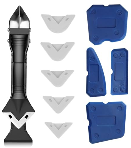 XEPWOLU Aplicador Silicona Herramienta 10 Pzs, Herramienta Eliminador De Calafateo Ideal Para Selladores Como Acrílico Y Silicona Juntas Perfectas Gracias A Bordes Muy Rectos