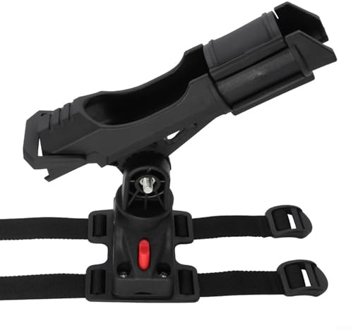 Supporto per canna da pesca girevole a 360 gradi con staffa per cinghia per barca per canoa KAYAK, supporto a torretta in nylon ABS con anello di bloccaggio anteriore, installazione senza trapano per