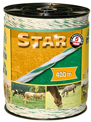 Kerbl Star 44528 - Cavo per recinzione, 6 conduttori, lunghezza 400 m, colore: Bianco/Verde
