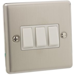 Interruptor triple de cero inoxidable de 2 vías [st743-01], 10 A