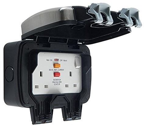 BG Electrical WPL22RCD IP66 Brushed Stainless Steel Outdoor Weatherproof Double RCD Socket