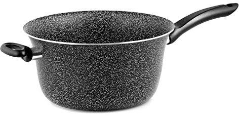 Home Paiolo Antiaderente con Manico, Pietra, Nero/Argento, 22 cm