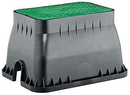 Irritec Jumbo Bewässerungsbox Grün, rechteckiger Deckel 52 x 37 cm, Höhe 30 cm, Basis 63 x 49,5 cm, für 4-6 Elektroventile, aus Kunststoff, für Rechtshänder