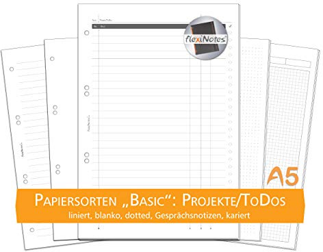 flexiNotes PAPIER A5, 75 Blatt Notizpapier Typ: Basic, Projekte/ToDos
