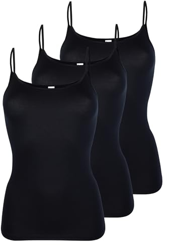 Pompadour Damen Spaghettihemd Passion 3er Pack Größe 42, Farbe schwarz