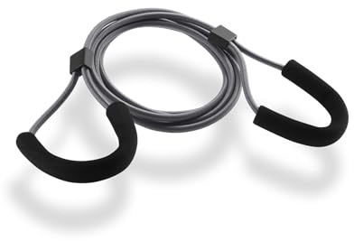 Deuser Zugseil, Expander mit Haken/Made in Germany/Mit gepolstertem Griff / +Trainingsanleitung/Spezial-Übungsgerät für Ski-Langlauf, Schwimmen, Sprinten & Triathlon