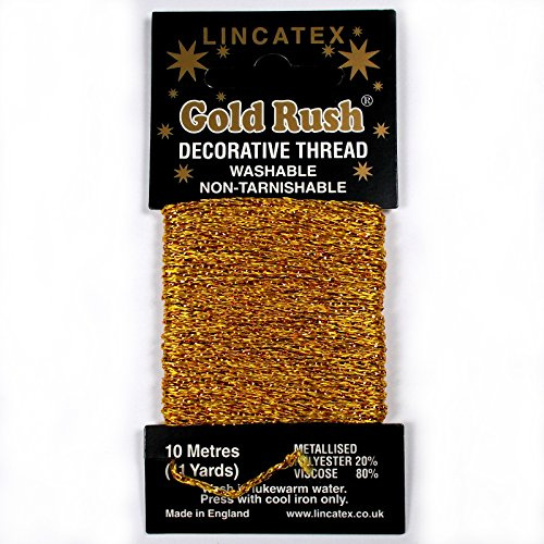 Gold Rush Metallic Decorative Glitter Embroidery Thread - 10 Metre Card (Gold)