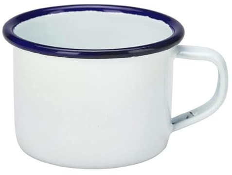 Emaille-Tasse mit blauem Rand, 155 ml, Edelstahl-Emailleware
