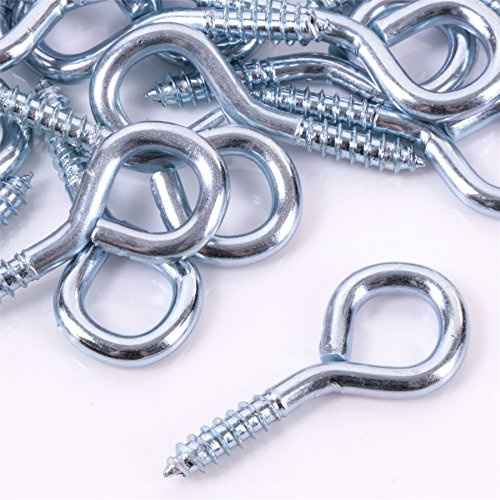 Pack of 50 Metal 40mm Screw Eyes - Heavy Duty Loop/Vine/Hoop/Frame Eye Hooks