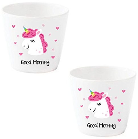 EinhornLiebe Eierbecher Set lustig Einhorn weiß Porzellan mit Gesicht *Pink Unicorn* 2 Stück im Geschenk Karton