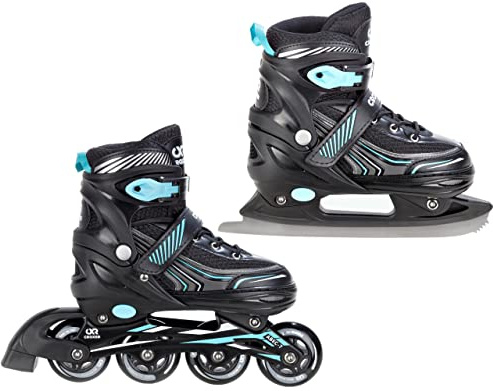 Inline-skridskor, skridskor 2-i-1 - Optima justerbar storlek svart/mint 35-38(22 cm-24 cm)