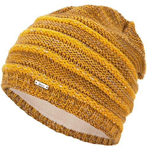 Faera Wintermütze warm gefütterte Winter-Mütze Fleece-Futter Winter Strick-Mütze Beanie-Mütze Damen Herren One-Size