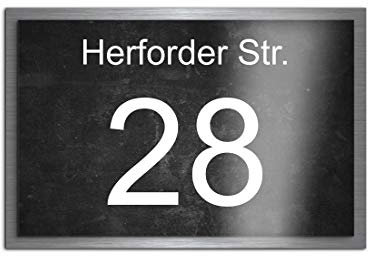 Premium Designer Hausnummer mit UV Druck und Montage Set - 30x20 cm - Familien-Haus Bedruckte Hausnummern mit Straßen Straßennamen für die Haustür Ferienhaus…