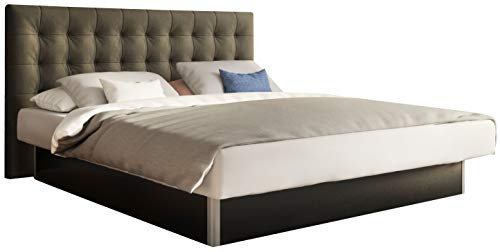 SuMa - Wasserbett dual 180x220 freistehend m. Sockel schwarz und Kopfteil Nuevo, Farbe anthrazit 180x220 cm