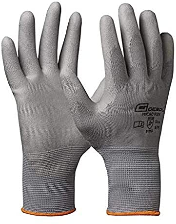 Gebol Micro Flex Women's Work Gloves, Breathable Assembly Gloves with PU Coating for Precise Sensitivity and Grip Safety, Grey