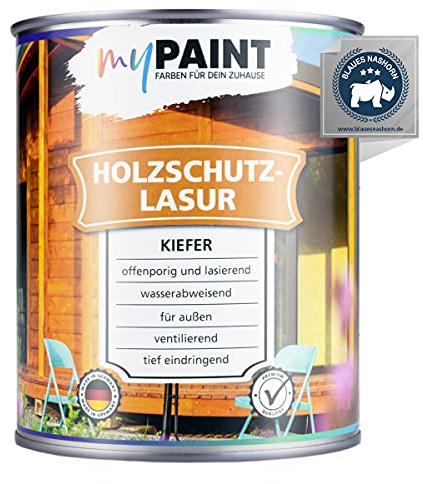 MyPaint Holzschutzlasur Außen 750 ml – Kiefer - Wetterfeste Holz Lasur für außen. Mit UV-Schutz. Ideal für Gartenmöbel & Zäune. Professioneller Außenschutz gegen Feuchtigkeit & Sonne
