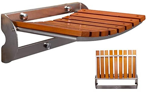 EEUK Duschhocker klappbar Wand, duschsitz klappbar wandmontage 200 kg Holz Halterung aus Edelstahl Badewanne Dusche Klappsitz Halle Ersatz-Schuhbank(Size:376x137x303mm,Color:Farbe Mahagoni)