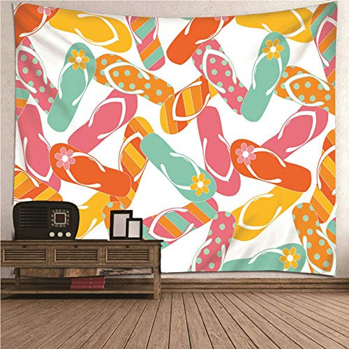 Banemi Wandteppich Kaminfeuer, Wandbehang Jungs Mehrfarbig Farbige Flip Flops Polyester Wandbehang Home Decor Wandteppiche Wandkunst für Zimmer 210x140CM