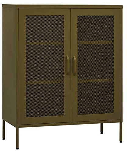 Gecheer Lagerschrank Sideboard Beistellschränke Schränke Flurschrank Küchenschrank Kommoden & Sideboards Aktenschrank, für Küche, Wohnzimmer, Büro, Olivgrün 80x35x101,5 cm Stahl