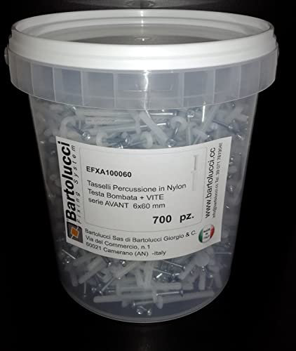 Secchiello con 700 Tasselli con vite, 6x60, tasselli per mattoni pieni, calcestruzzo, pietra