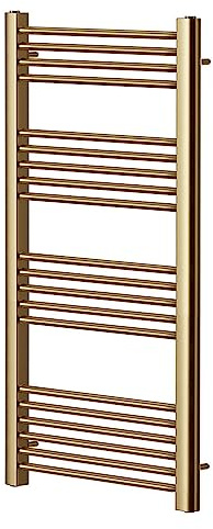 Greened House Brushed Brass Heated Towel Rail 500mm W x 1200mm H | Flat, Central heating, Towel Radiator, Bathroom, Straight