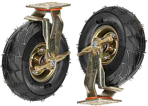 Schwerlast Luftreifen Gummi Lenkrolle 2 Stück, 200 Mm 250 Mm Industrie Transportrollen Mit Bremse, Tragfähigkeit 200KG Pro Rolle Luftreifen Gummiräder, Zum Trolleys Mechanisch Werkbank DIY ( Color : B