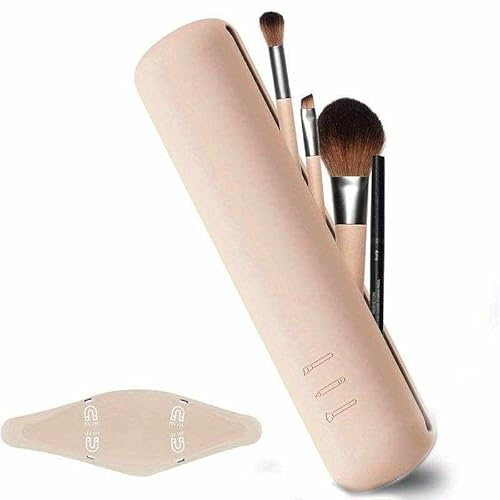 IMAXWAVE Étui pour pinceaux de maquillage, organiseur aimanté en silicone, porte-pinceaux, étui kaki