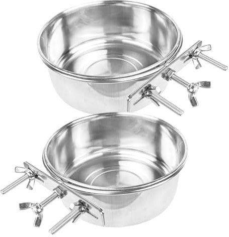 TOGEVAL 2stücke Schüssel Aus Edelstahl Zum Aufhängen Für Hunde Und Katzen Abnehmbar Zum Befestigen Am Haustierkäfig Zum Servieren Von Futter Und Wasser Leicht Zu Reinigen Waschen Verschlei