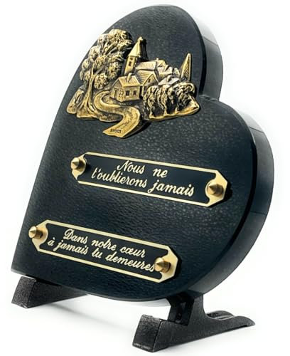 Coeur Plaque Funéraire | Pierre tombale | Plaque commémorative | Granit | Ornement funéraire (NOIRE)